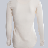 T-shirt thermique à col rond gaufré pour femme