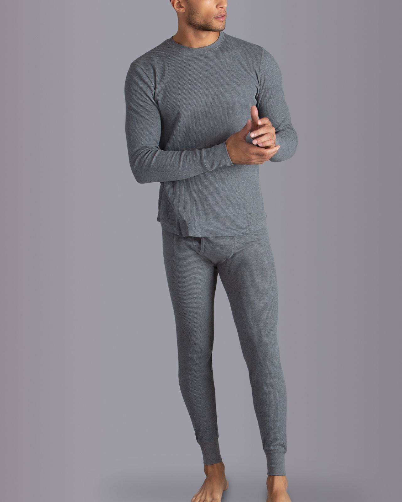 CQR 1 or 2 Pack Men's Thermal Underwear Pants, Midweight Waffle Knit Long  Johns, Winter Cold Weather Thermal Bottoms with Fly 2 Packs of Pants Light  Grey/ Natural X-Large